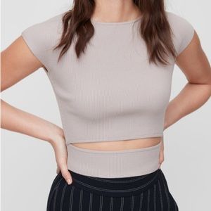 EUC Wilfred cut-out oatmeal knit top Aritzia XS!